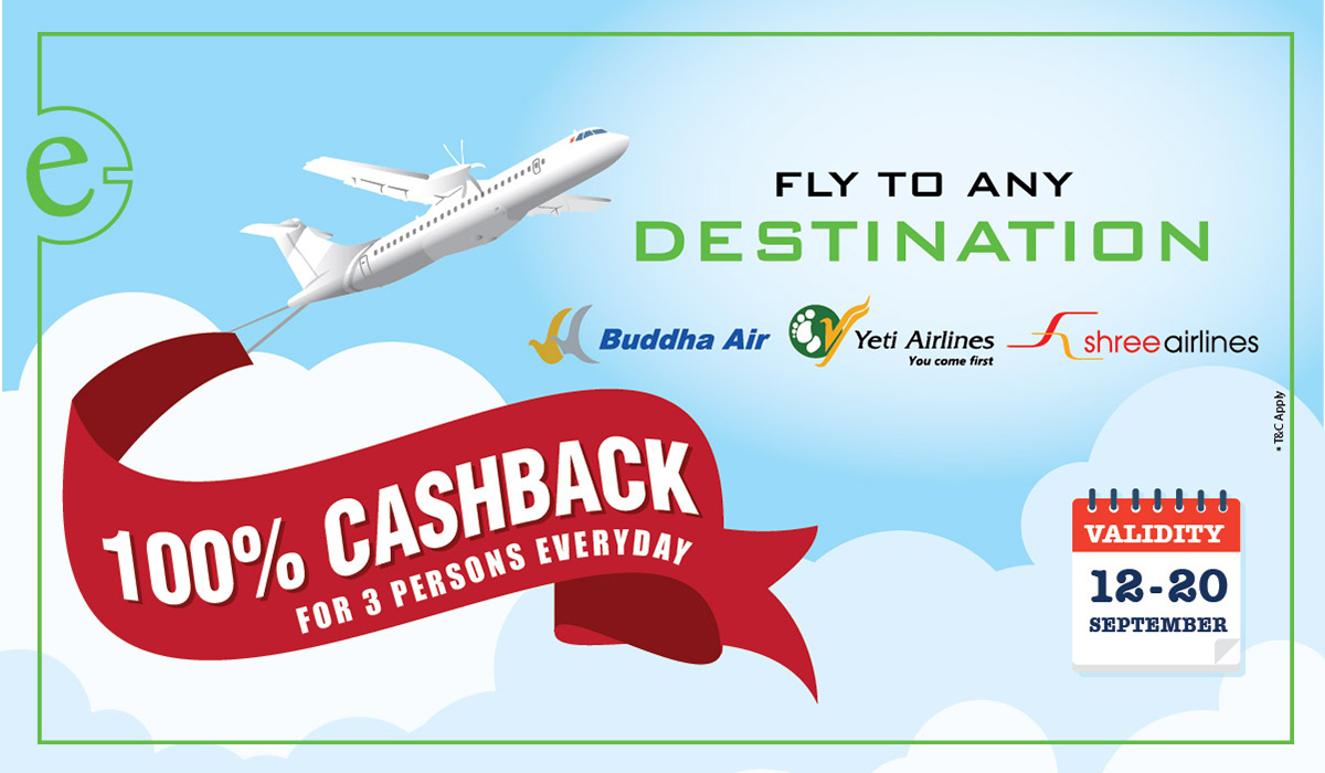 100% Cashback offer for 3 Lucky Airlines customers Everyday