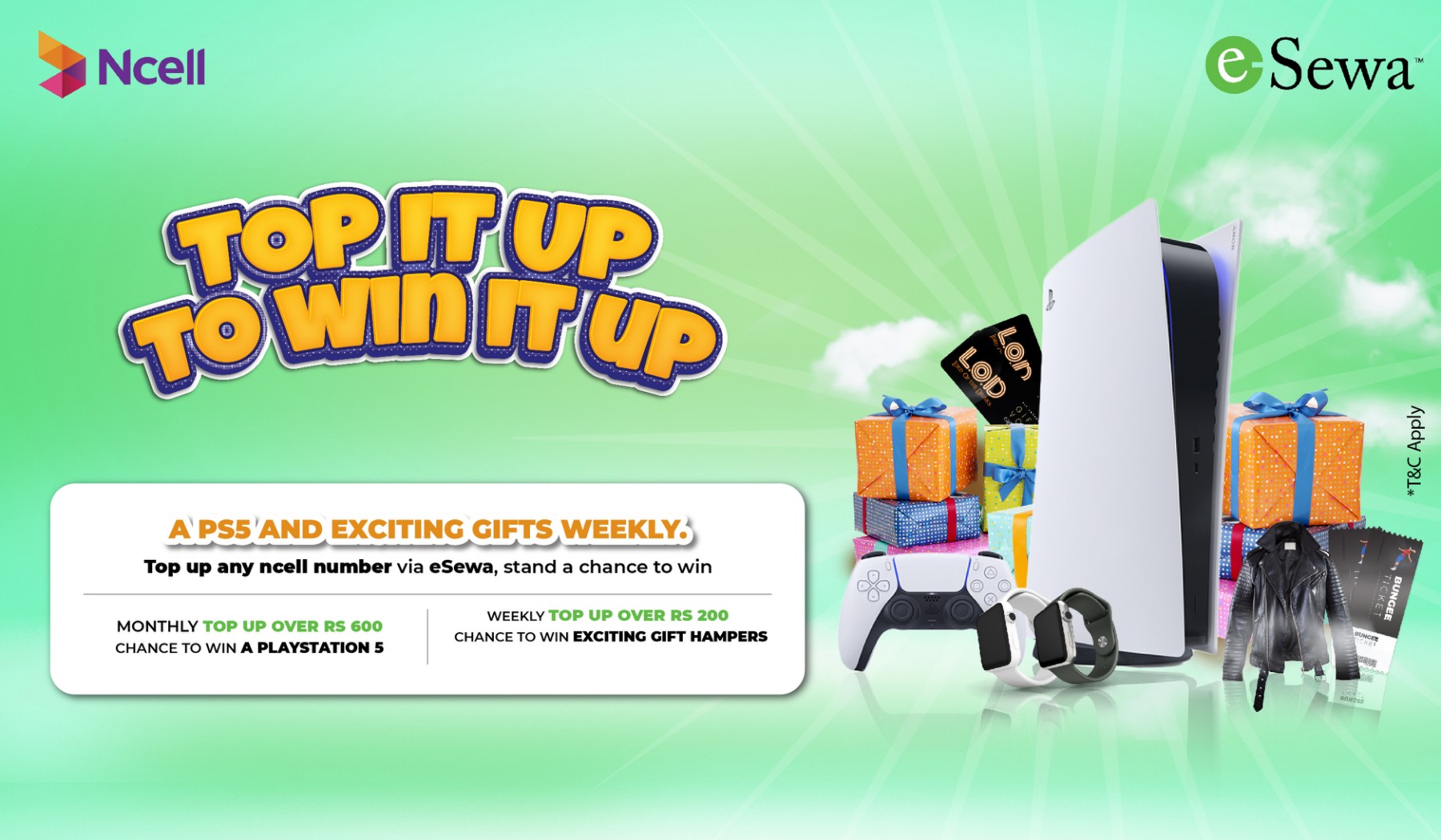 Bumper Prize PS5 on Ncell Topup!!